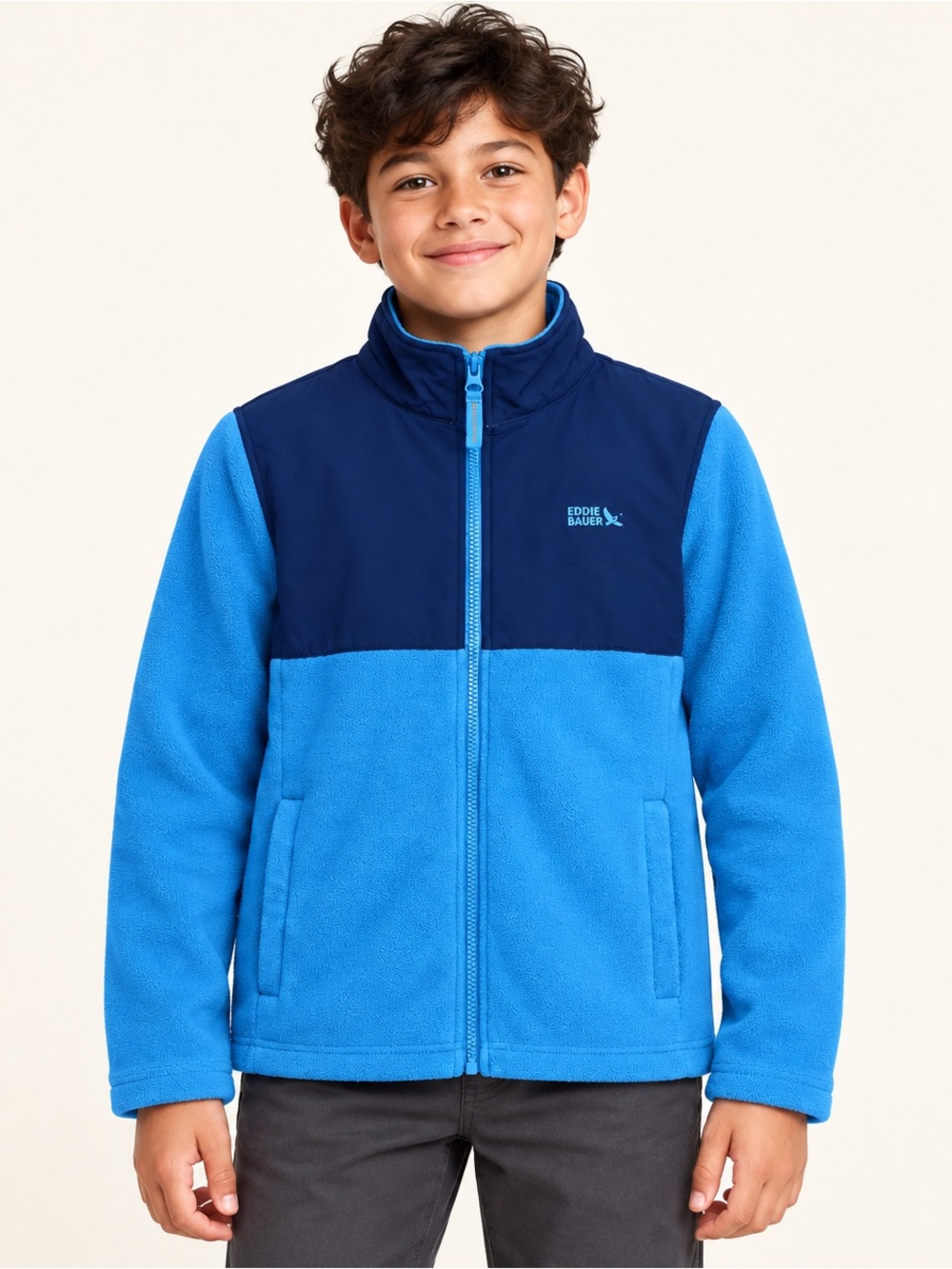 Eddie Bauer Kids Blue Colourblock Full Zip Fleece Jacket L 10/12